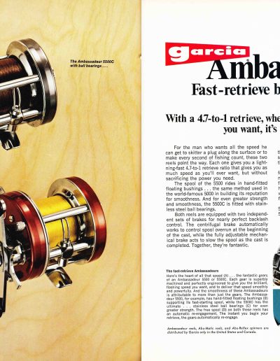 The Garcia Ambassadeur 5500 and 5500C High-Speed Reels. 1977 Garcia Fishing Annual. Image Terry Battisti.