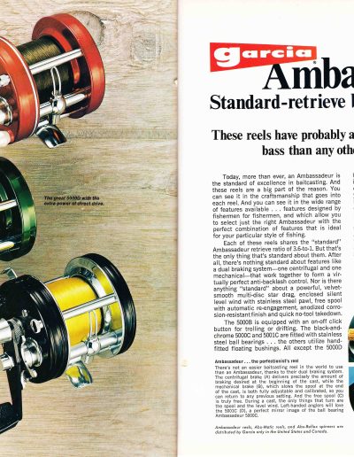 The Garcia Ambassadeur 5000, 5000D, and 5000C Standard Retrieve Reels. 1977 Garcia Fishing Annual. Image Terry Battisti.