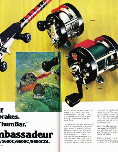 The Garcia Ambassadeur ThumBar Reels. 1978 Garcia Fishing Annual. Image Terry Battisti.