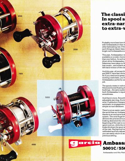 The Garcia Ambassadeur Bushing Reels. 1979 Garcia Fishing Annual. Image Terry Battisti.