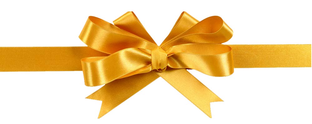 Gold Bow with ribbon