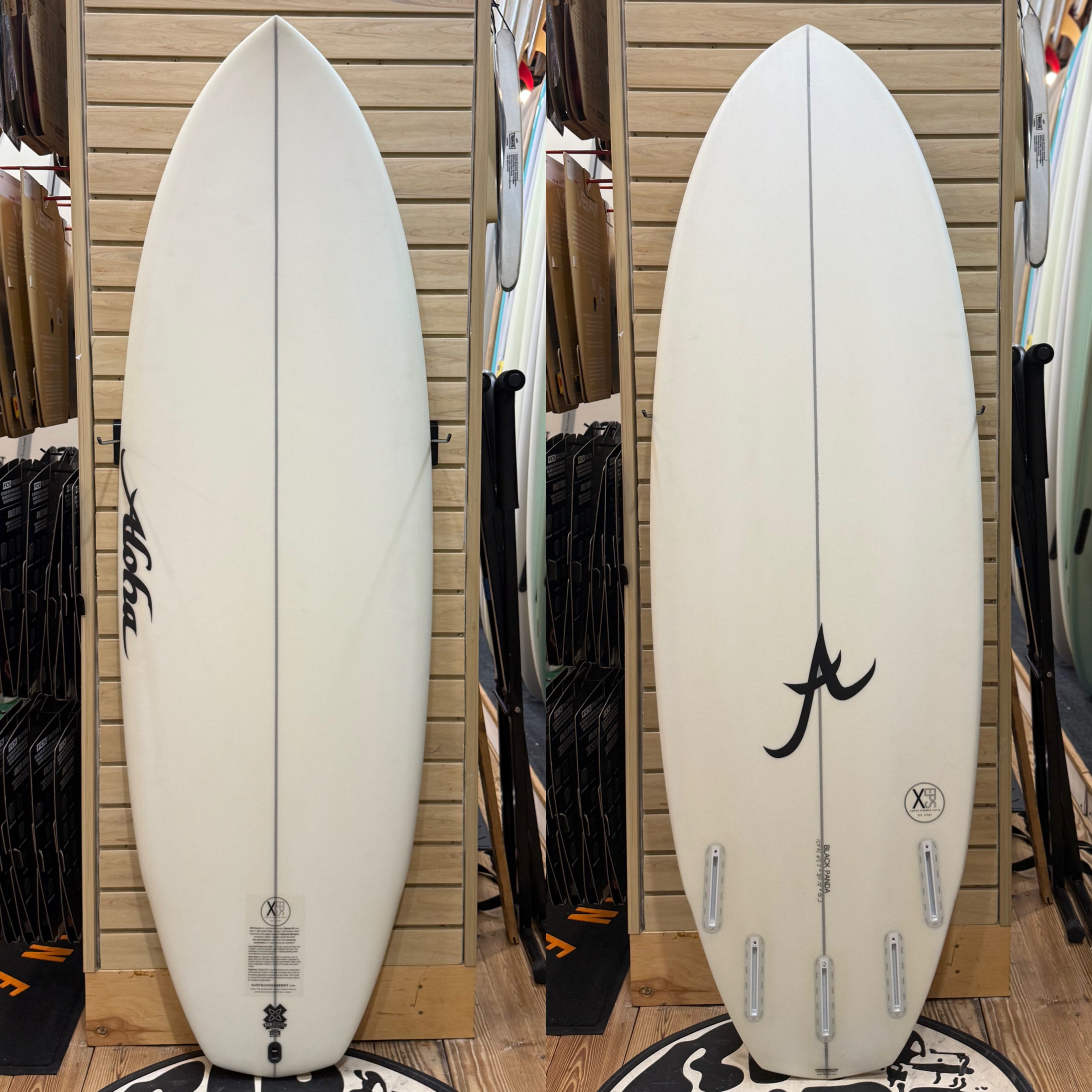 5'10 Black Panda XE Clear  surfboard top photo