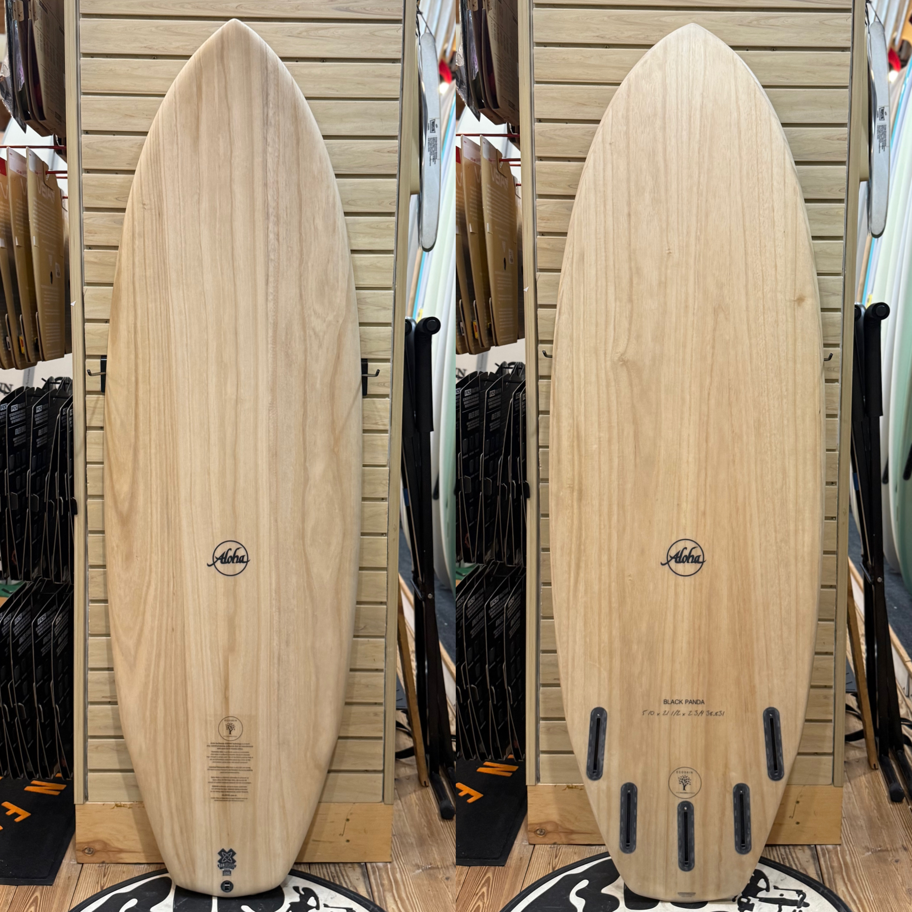 5'10 Black Panda Ecoskin  surfboard top photo