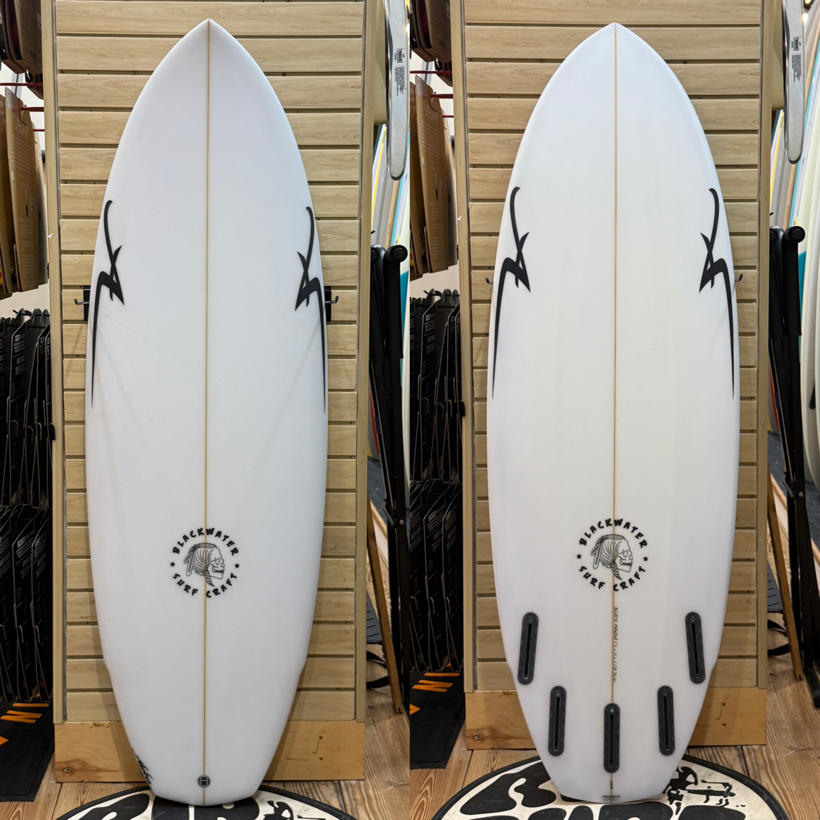 5'2 Black Panda Clear  surfboard top photo