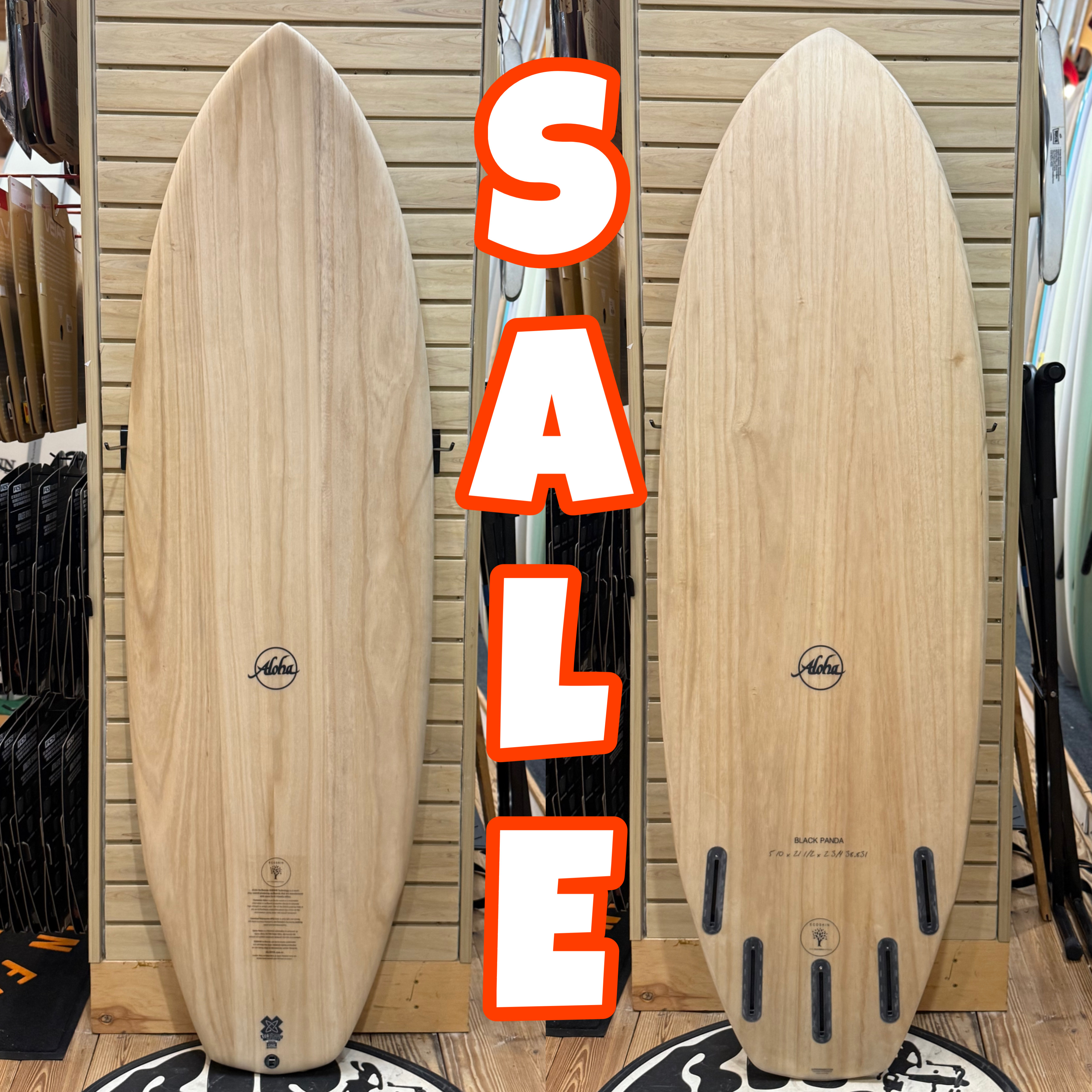 5'10 Black Panda Ecoskin  surfboard top photo