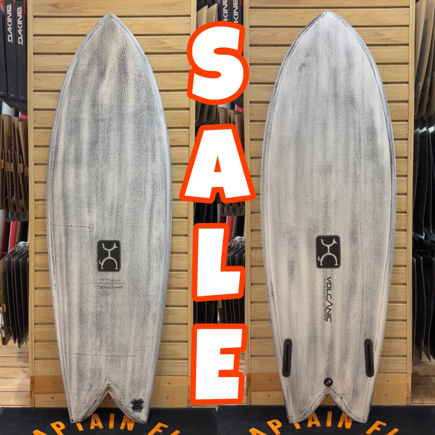 5'5 Too Fish Volcanic  surfboard top photo