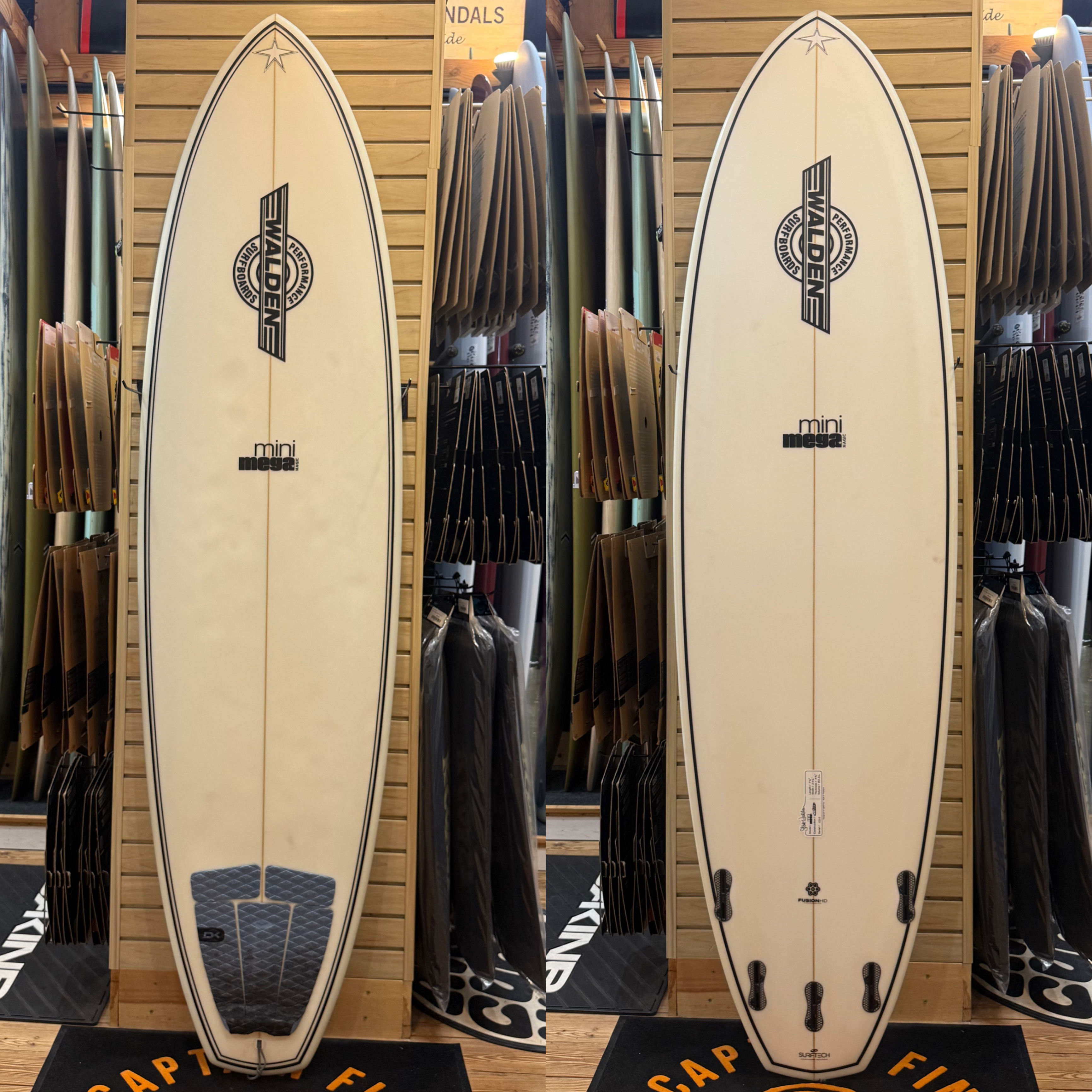 7'6 Walden  surfboard top photo