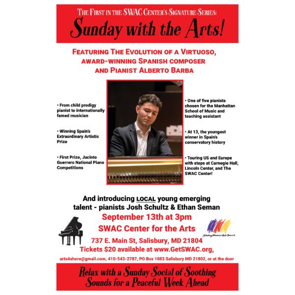 SWAC's Sunday with the Arts! featuring pianist Alberto Barba image
