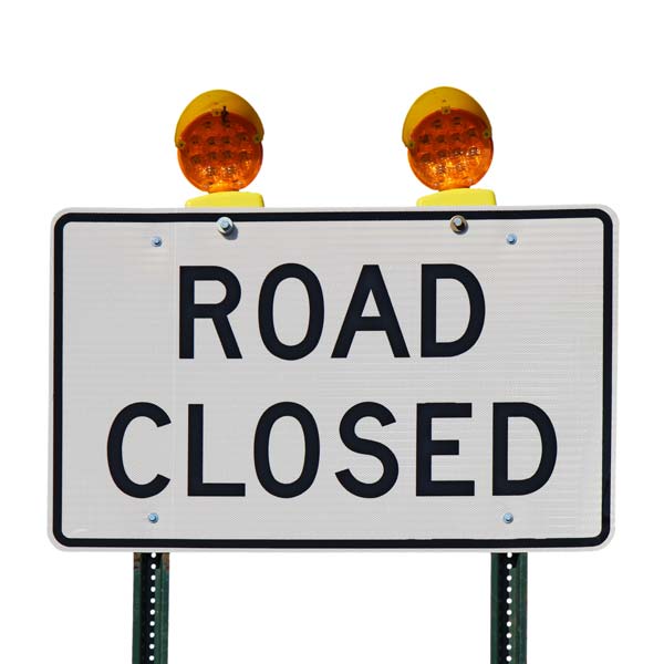 Road Closed sign