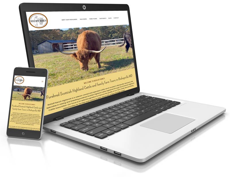 Rohloff Ranch website pictured in an laptop and mobile phone