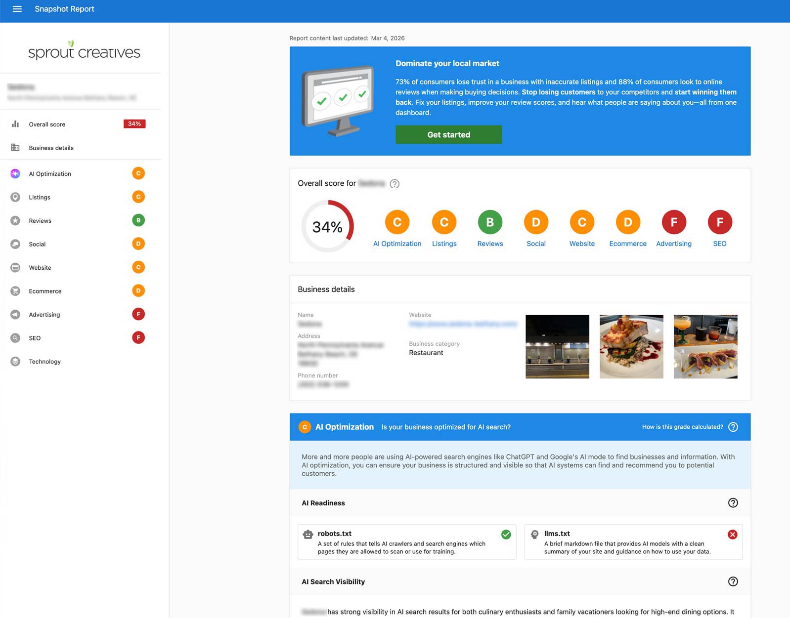 screenshot of sample Digital Marketing Health Check Report