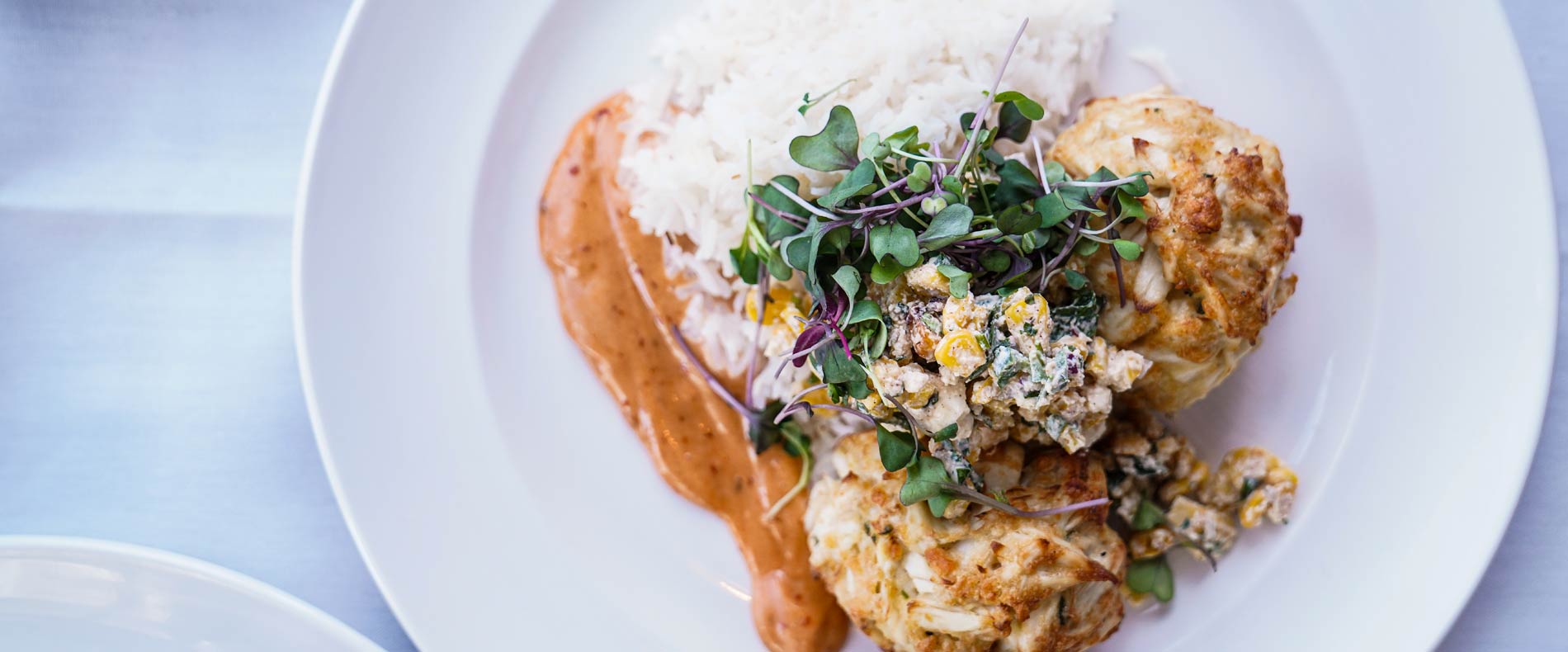 Looking down on chicken Caesar salad