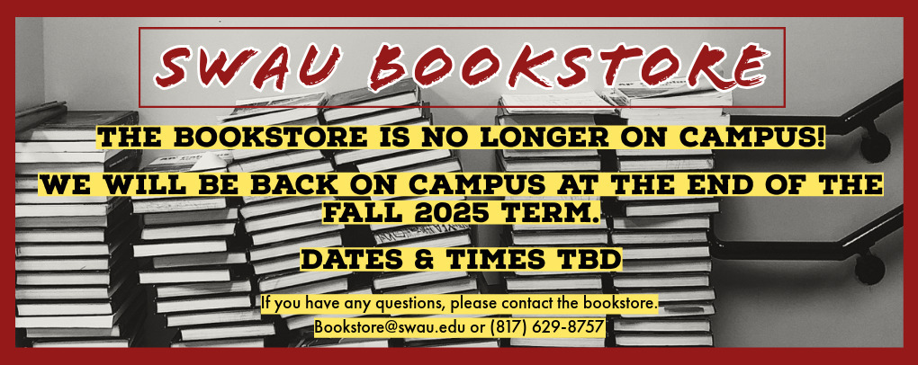 THE BOOKSTORE WILL BE BACK ON CAMPUS DURING THE LAST WEEK OF CLASS FOR THE FALL 2025 TERM!
