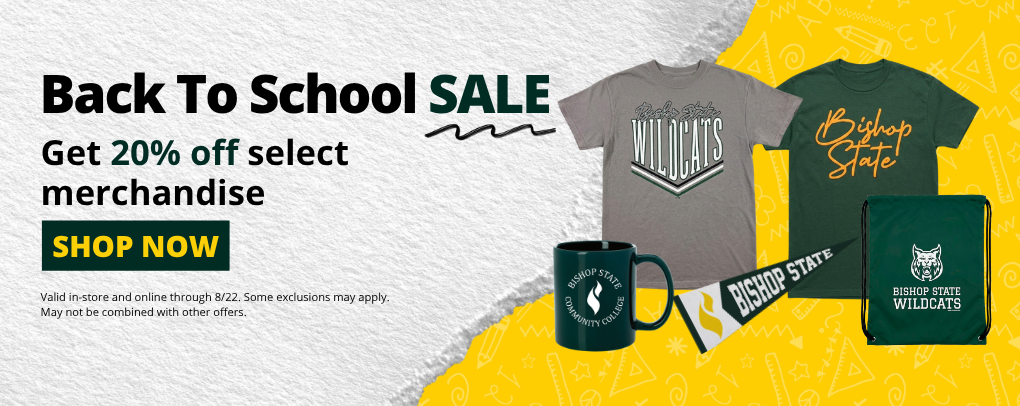 Wildcat Pride Bookstore Back To School Sale banner promoting 20% percent off select merchandise