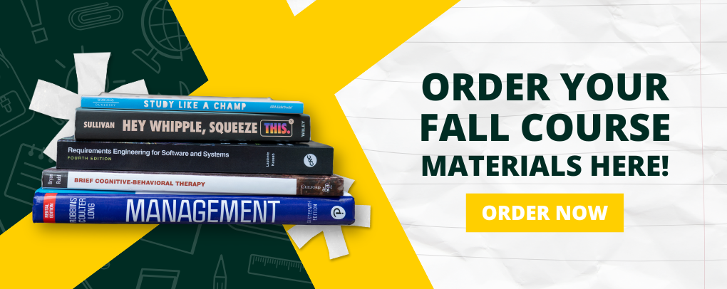 Order Your Fall Course Materials Here Banner