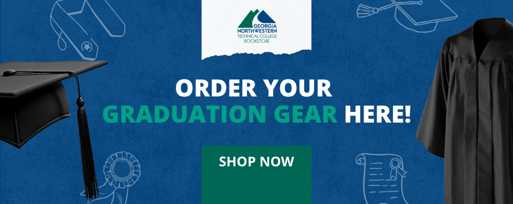 GNTC Grad Regalia Banner that links to grad regalia ordering page with shop now button