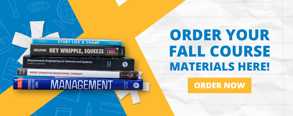 Fort Lewis College SkyStore banner reading "Order Your Fall Course Materials Here"