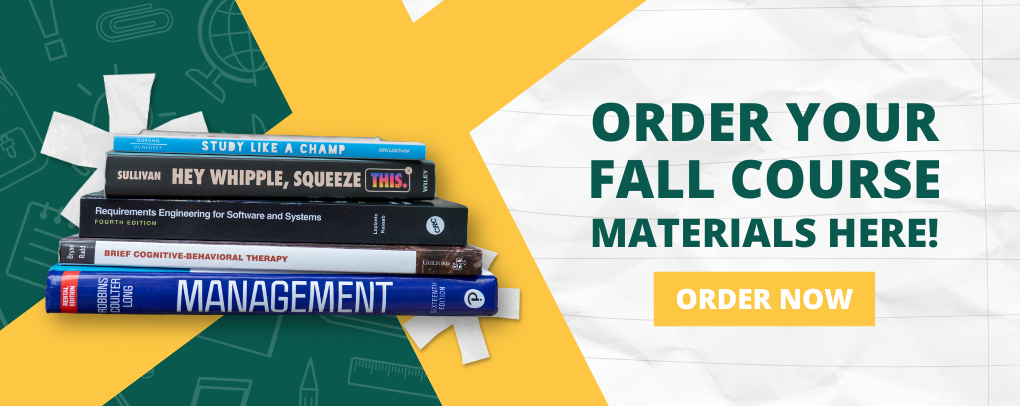 Wayne State Bookstore banner reading "Order Your Fall Course Materials Here"