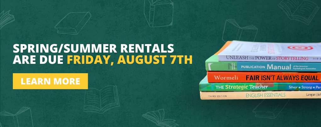 Wayne State Bookstore banner promoting Summer rental returns — return your rental textbooks by 8/7