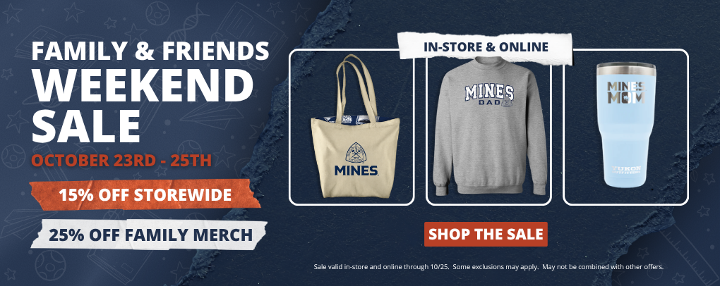 Oredigger Outfitters Family & Friends Sale banner promoting 15% off storewide and 25% off family merch