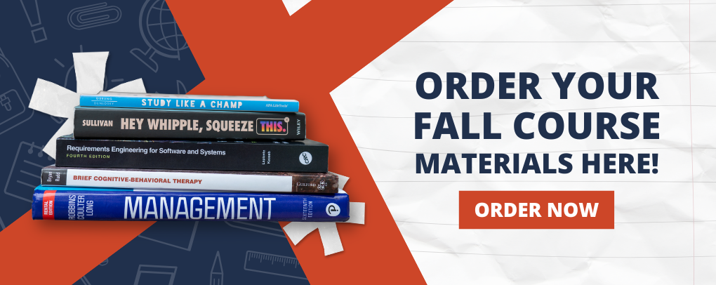 Order Your Fall Course Materials Here Banner