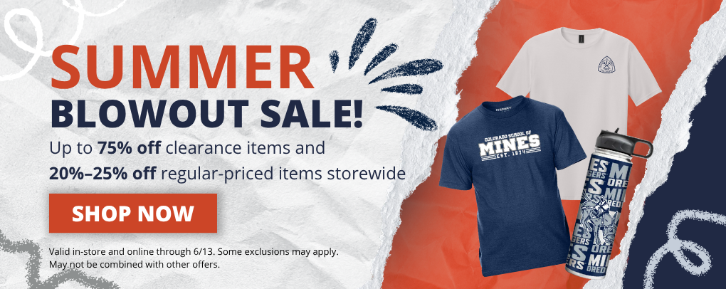 Oredigger Outfitters Summer Blowout Sale banner promoting up to 75 percent off clearance items and 20-25% merchandise storewide with Shop Now button