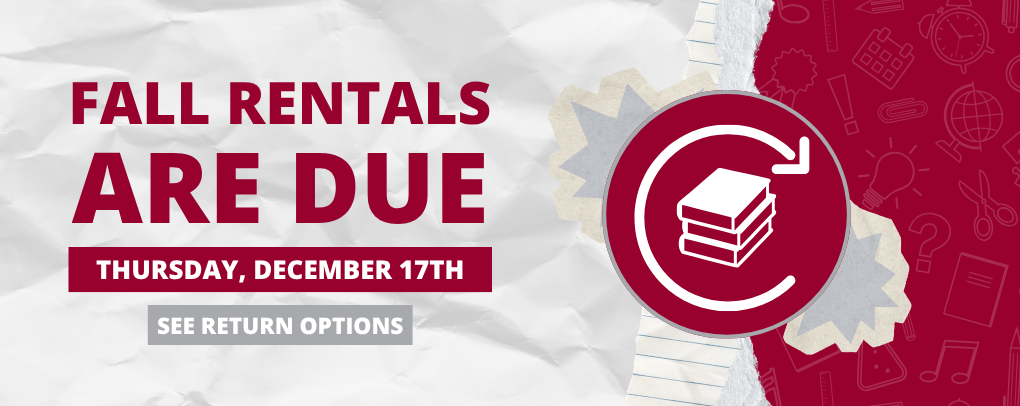 Fall Rentals Are Due Thursday, December 17th banner with See Return Options button