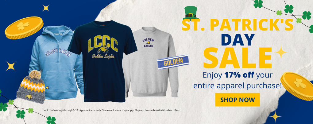 St. Patrick's Day Sale! Get 17% off your entire apparel purchase online only! 