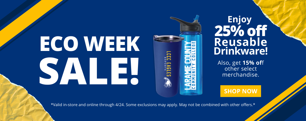 Eco-Week Sale Get 25% off any reusable tumbler or waterbottle.  15% off all other select merch in-store and online.