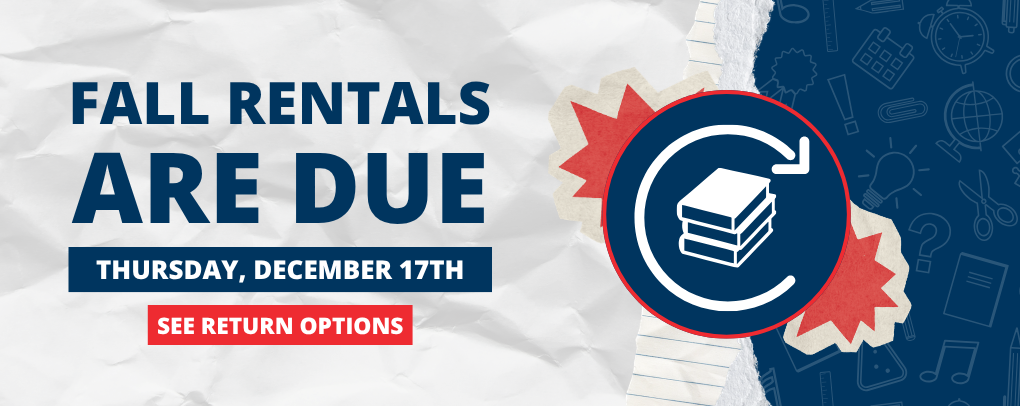 Fall Rentals Are Due Thursday, December 17th banner with See Return Options button