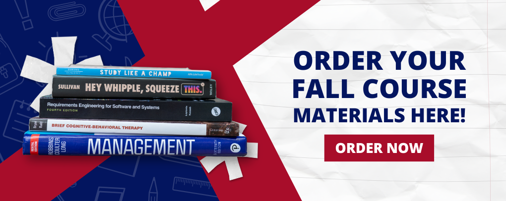 Order Your Fall Course Materials Here Banner