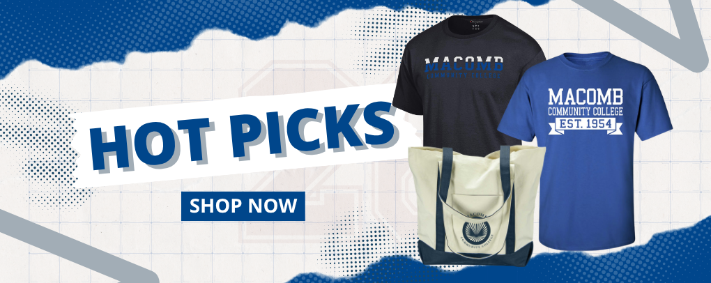 Macomb Bookstore Mid/Late summer apparel banner promoting clothing and accessories