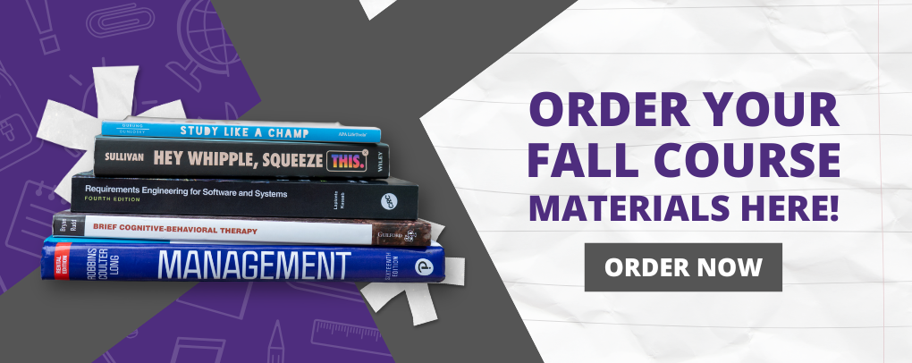 UCA Bookstore Fall 2026 banner prompting students to order course materials