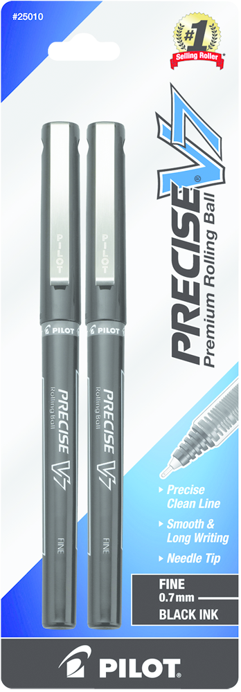 Pilot Precise V7 Roller Ball Pen - Black .7mm 2Pk BP