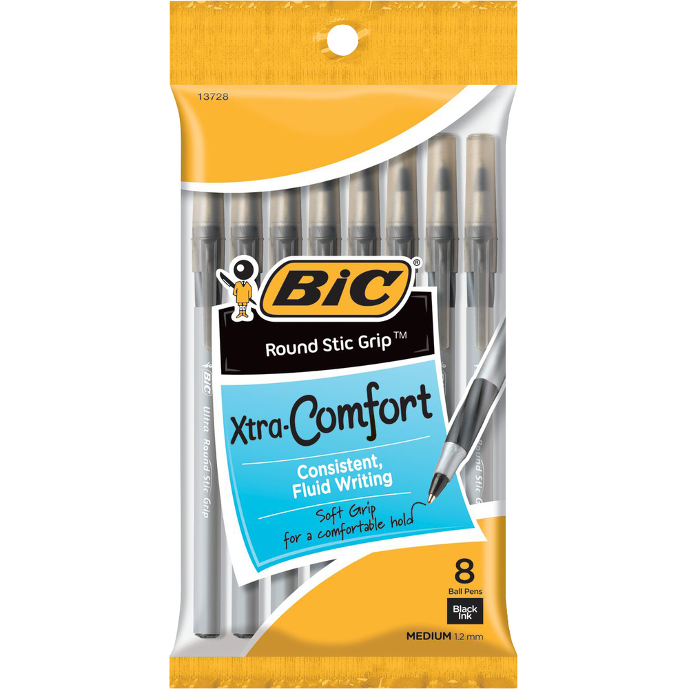 BIC Round Stic Grip Xtra Comfort Ballpoint Pen 8Pk