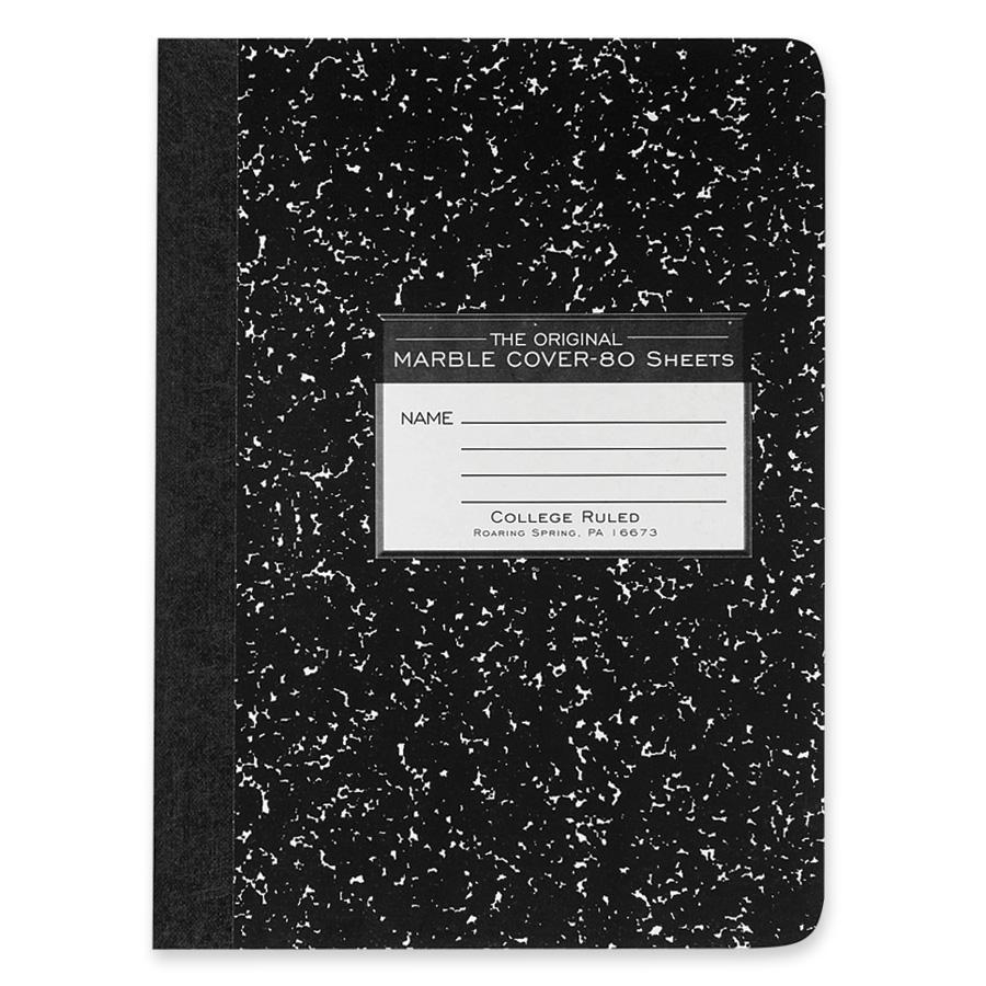 Roaring Spring Marble Composition Book - Black 7.5x9.75in 80Sht Bulk College Ruled