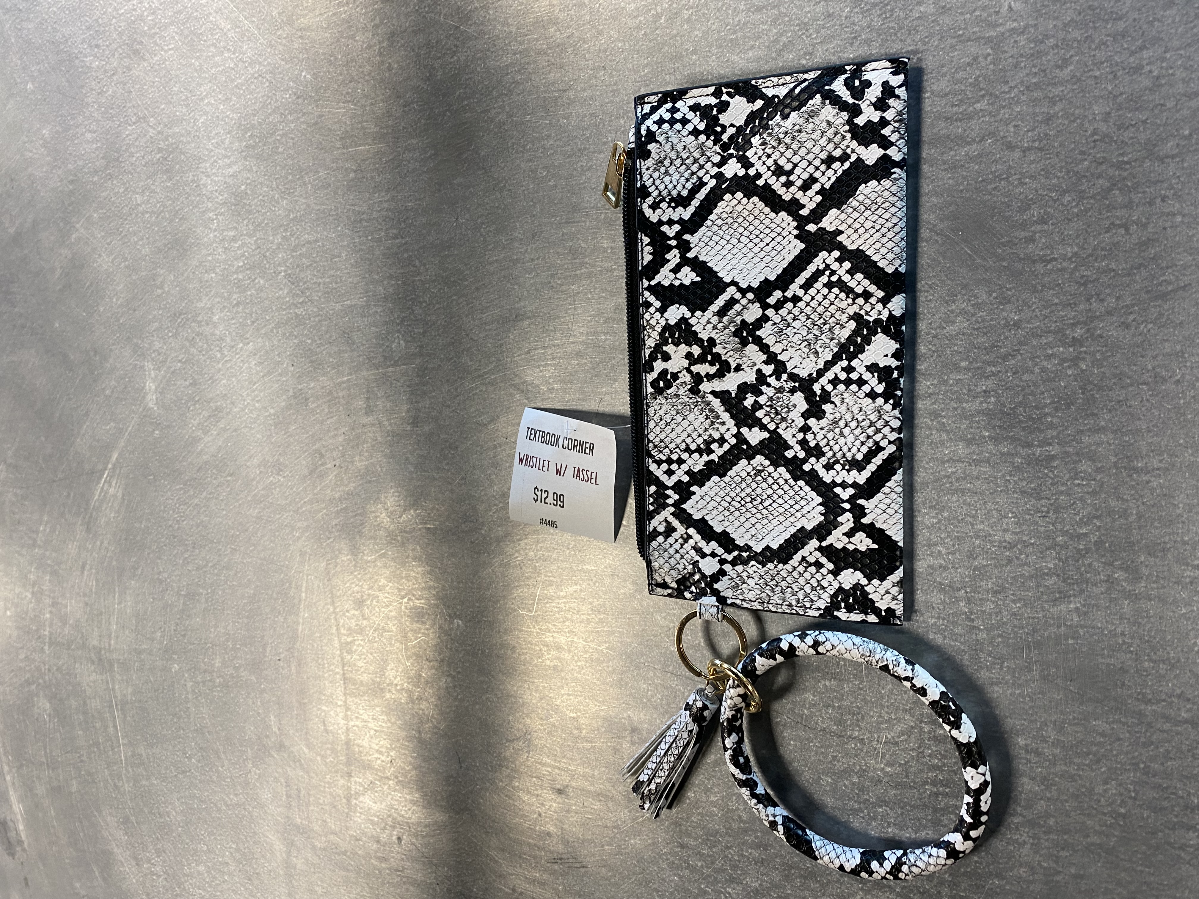 Snake Print Wristlet with Tassel