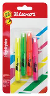 Luxor Mini Highlighters 4/Pck