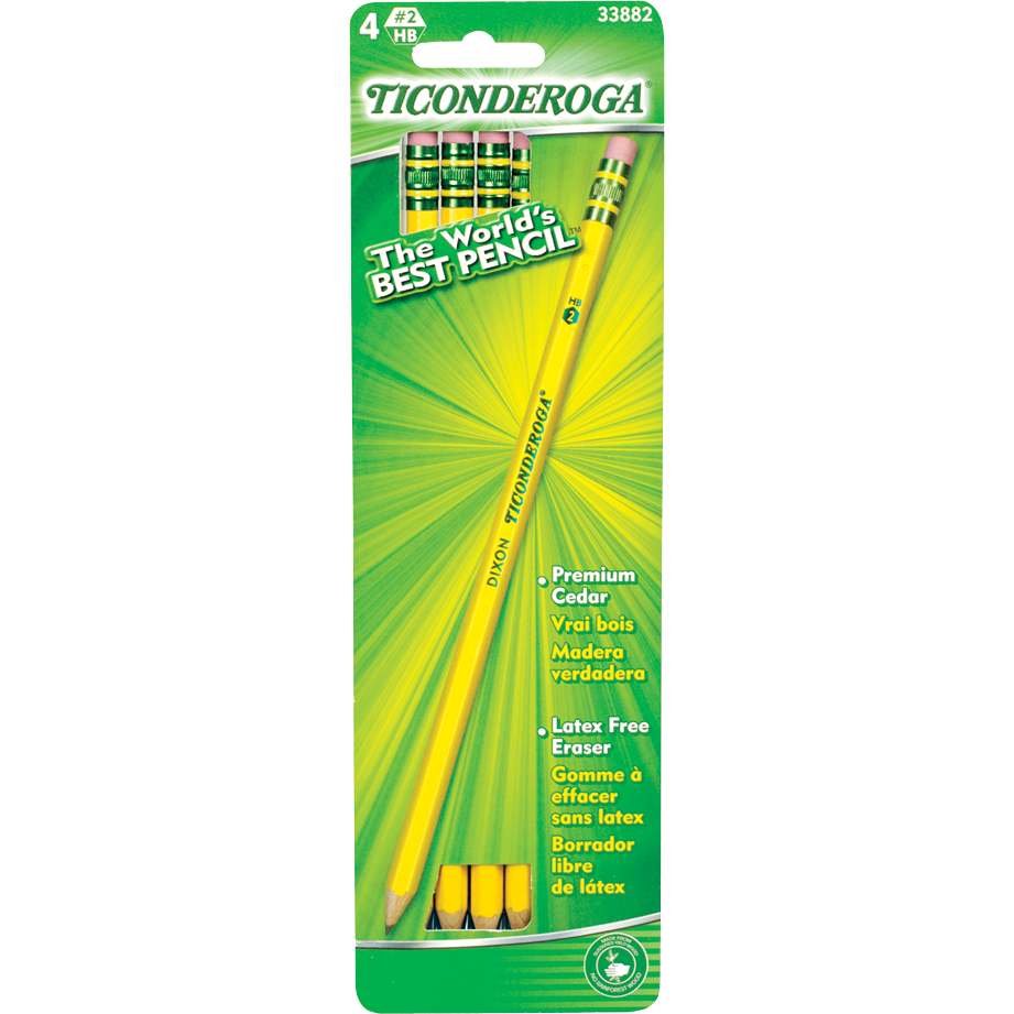 Ticonderoga Woodcase Pencil - Yellow #2 4Pk BP Pre-Sharpened