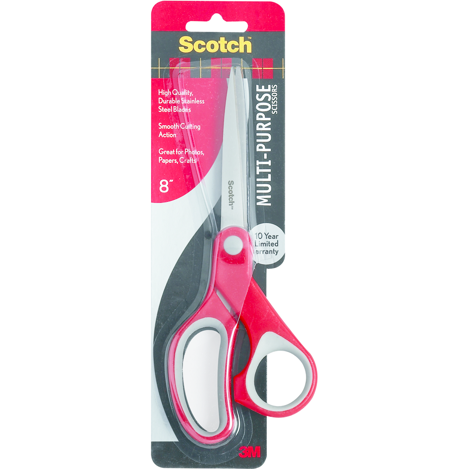 Scotch Multipurpose Scissors - Red-Gray 8in 1Pk BP Straight