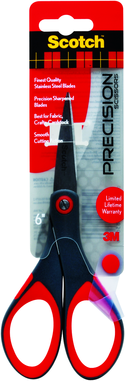 Scotch Precision Scissors - Red-Gray 6in 1Pk BP Straight