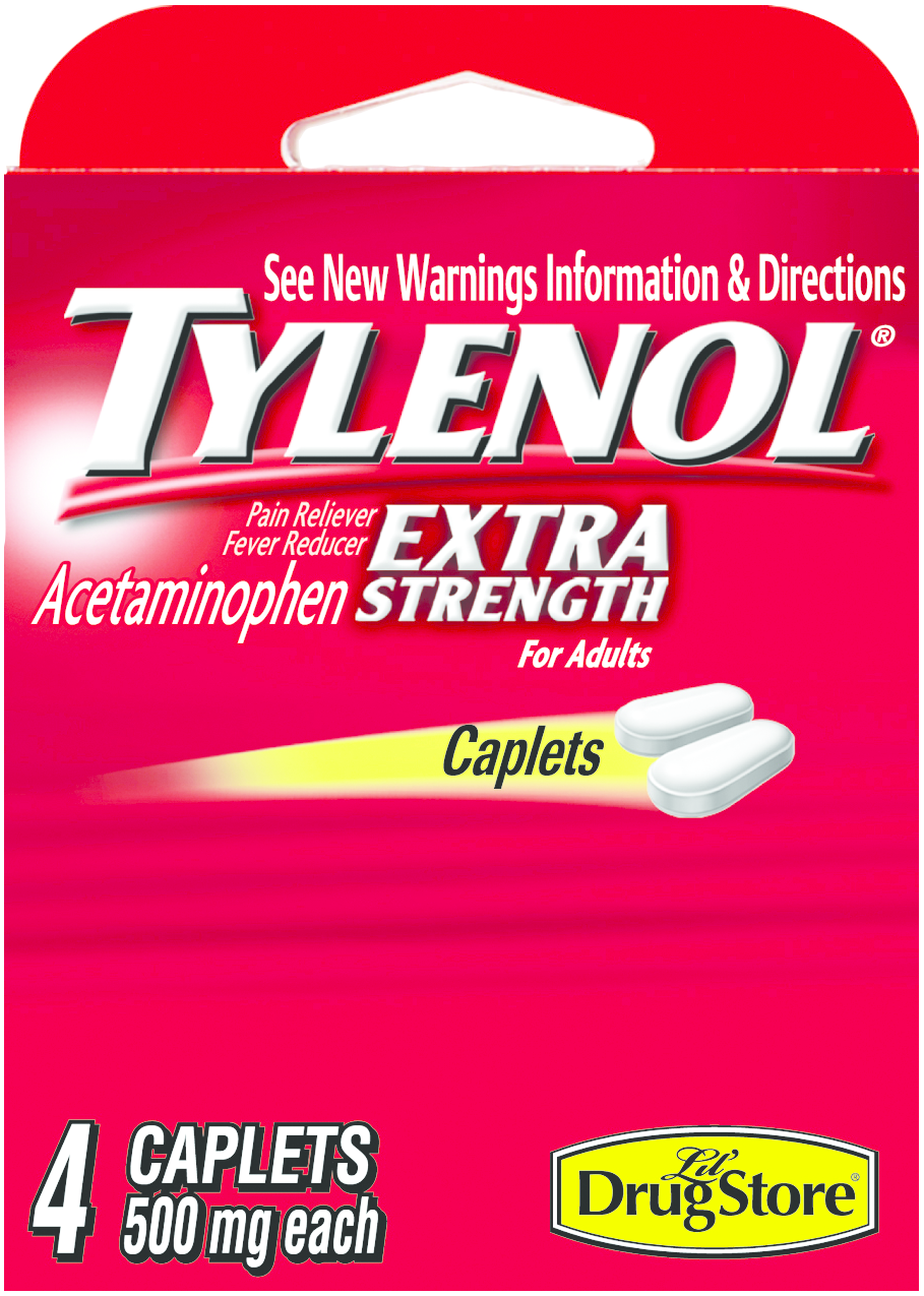 Lil' Drug Name Brand On-the-Go Pain Relief - 500mg 4Ct BP Tylenol Extra Strength