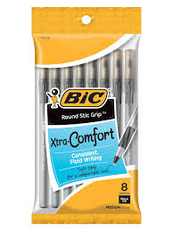BIC Xtra Comfort Black Pens Pack of 8