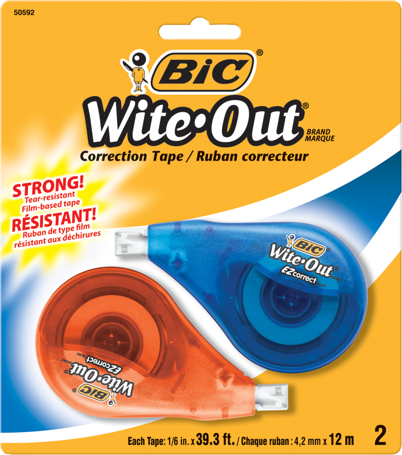 BIC Wite-Out Brand EZCorrect Correction Tape - White .17inx39.3ft 2Pk BP