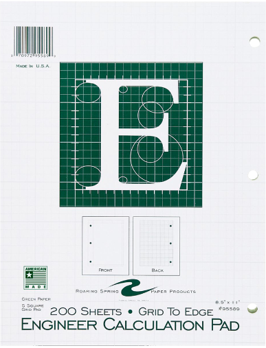 Engineer Computation Pad - 8.5 in. by 11 in. 200 Sheets 5 by 5 Graph