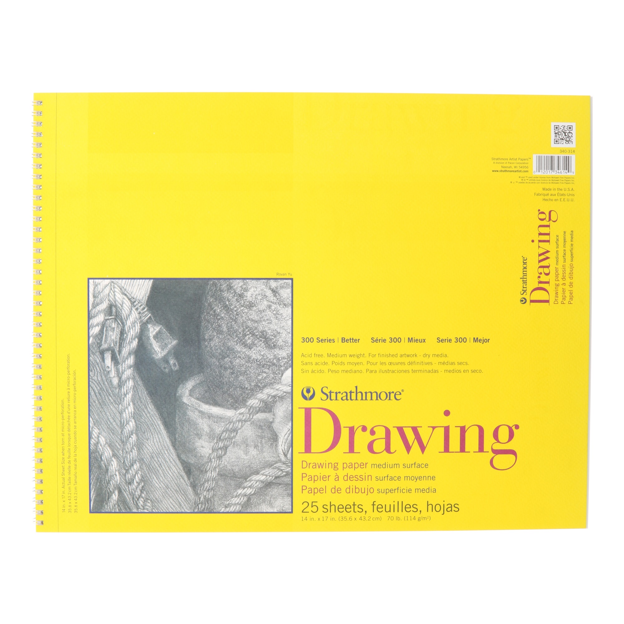 DRAWING PAPER PADS 300 SERIES, SPIRAL-BOUND 25 SHEETS/PAD, 14" X 17"