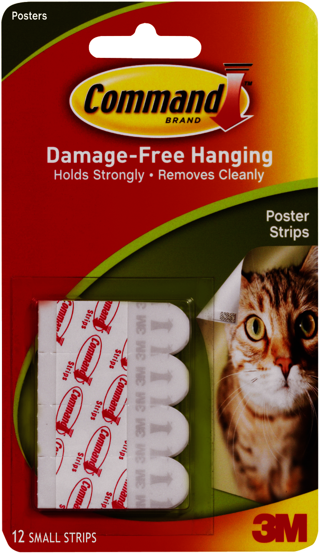 Command Adhesive Poster Strips Display - White Small 12Pk BP