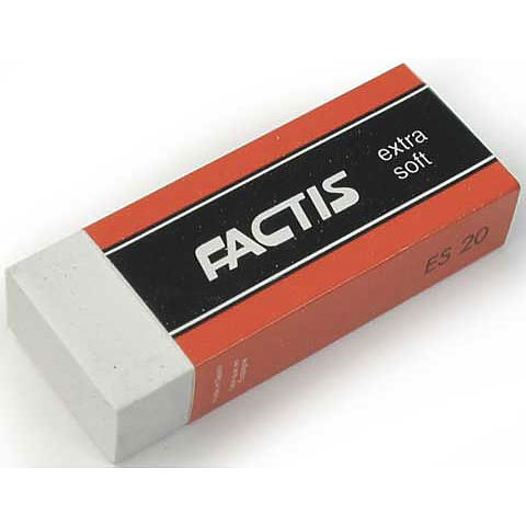 FACTIS EXTRA-SOFT WHITE VINYL ERASER, 2-1/4" X 15/16" X 1/2"