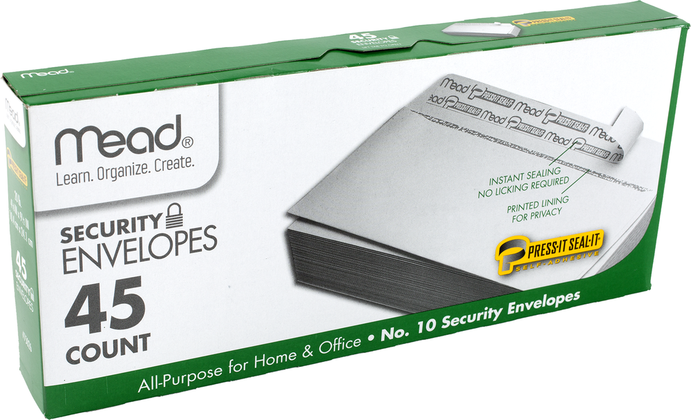 Mead Press-It Seal-It Envelope - White #10 45Ct Bulk Security