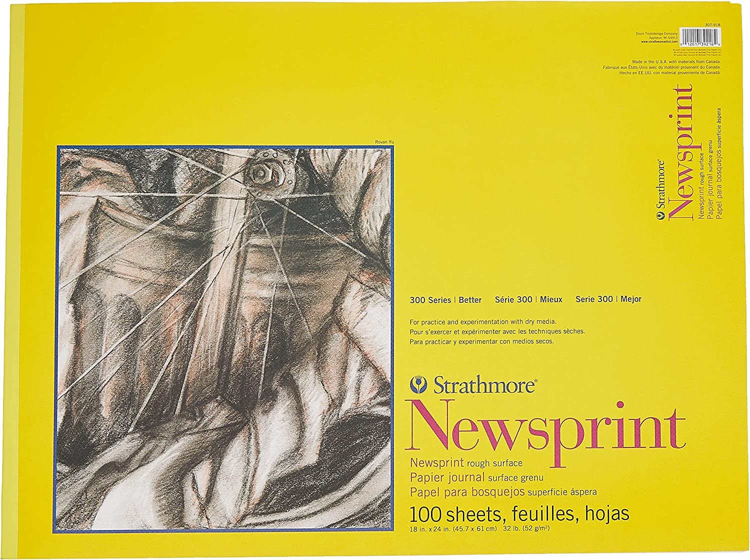 STRATHMORE NEWSPRINT PAPER PADS MEGA, 18" X 24" 120 SHEET TAPE BOUND PAD